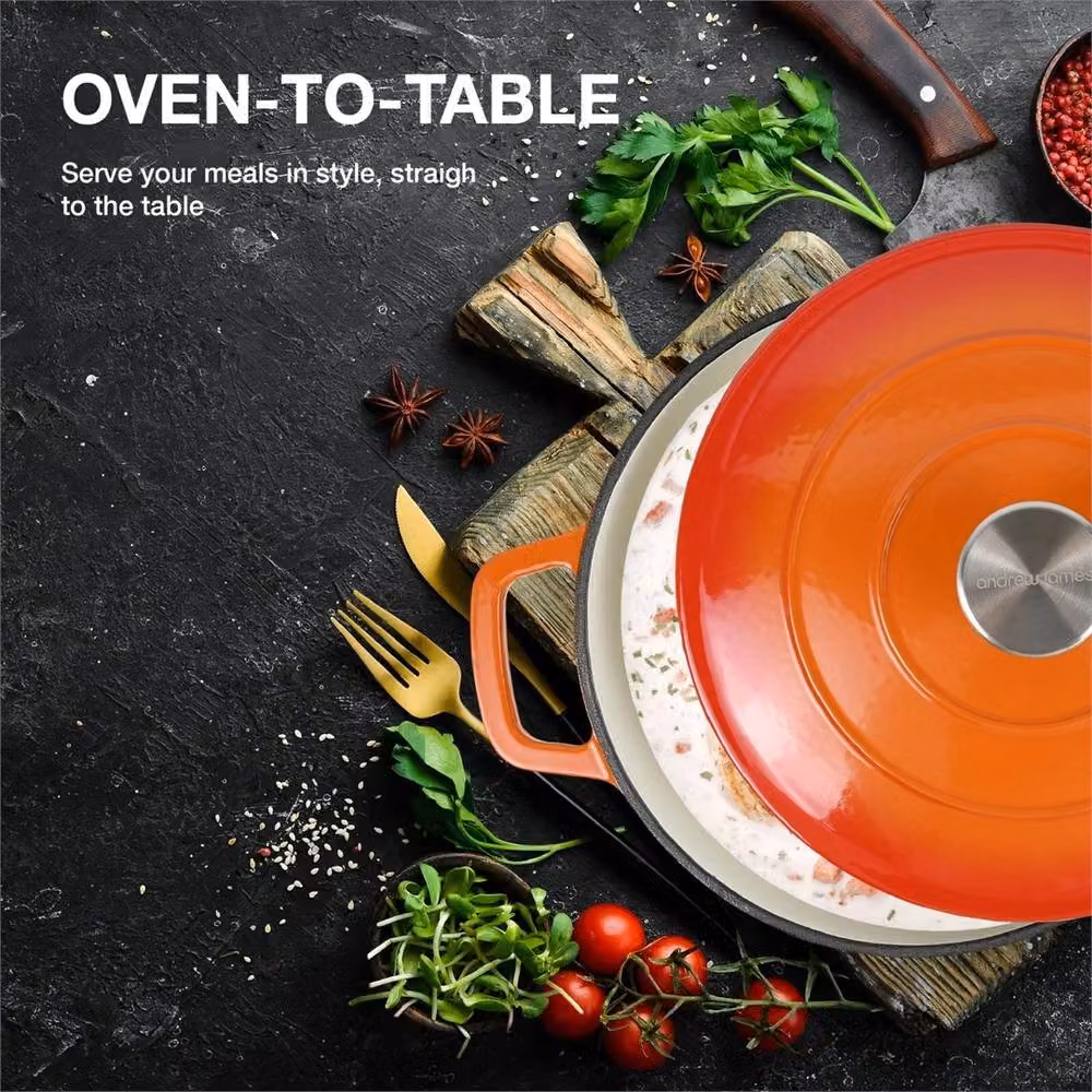 Nordara Orange Enamelled Cast Iron Casserole Pot, 5 l – 5