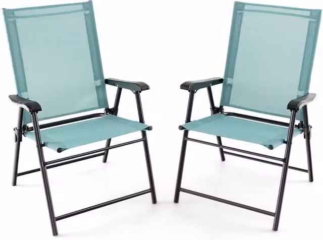 Costway Set of 2 Portable Sling Back Chairs in Blue