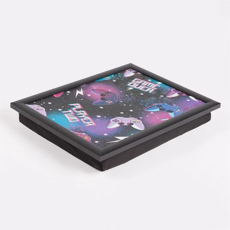 Kelvenix Black Gaming Wooden Cushioned Laptop Lap Tray W: 44 cm, D: 34 cm, H: 4 cm