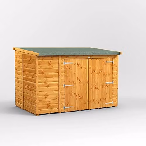 Powersheds Premium Pent Wooden Bicycle Shed in Brown with Window and Security Features