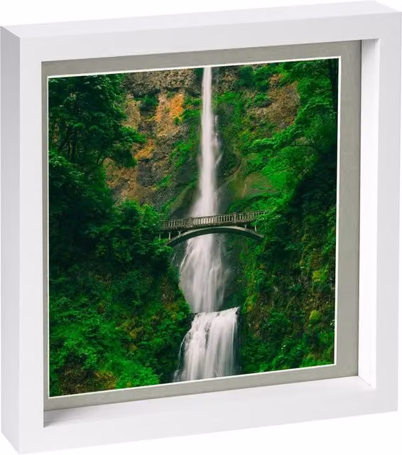 Nicola Spring White and Grey Square 3D Box Photo Frame with Glass and 8 x 8 inch Mount, W/D/H: 25.4 x 25.4 x 25.4 cm