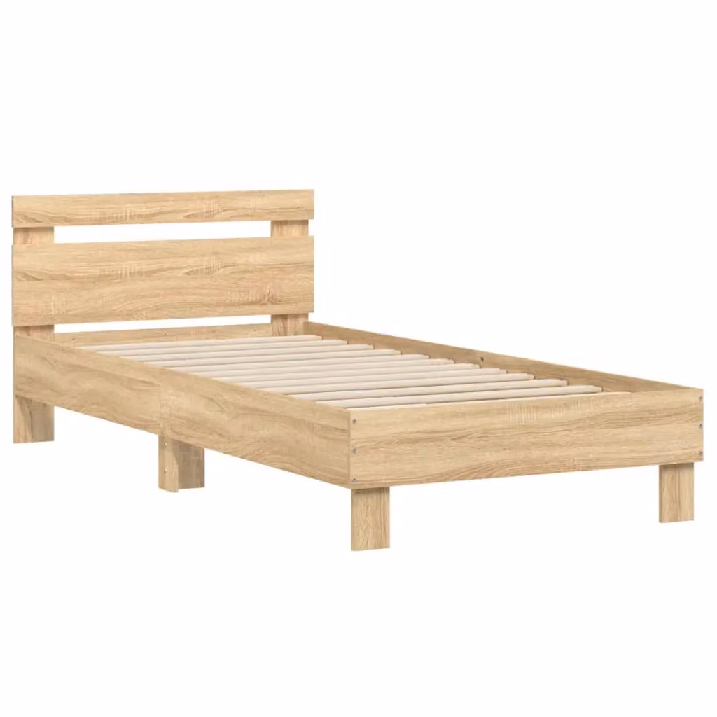 Berkfield Home Single Bed Frame with Headboard in Sonoma Oak Brown, W/D/H: 90 x 190 cm – 2