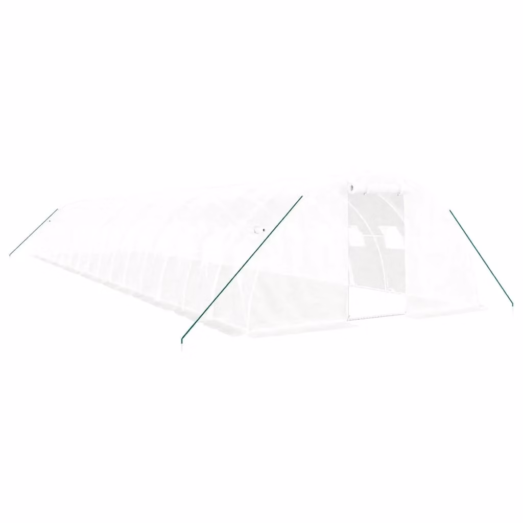Berkfield Home Freestanding Greenhouse with Steel Frame and PE Cover, White, W/D/H: 16 x 4 x 2 m – 2