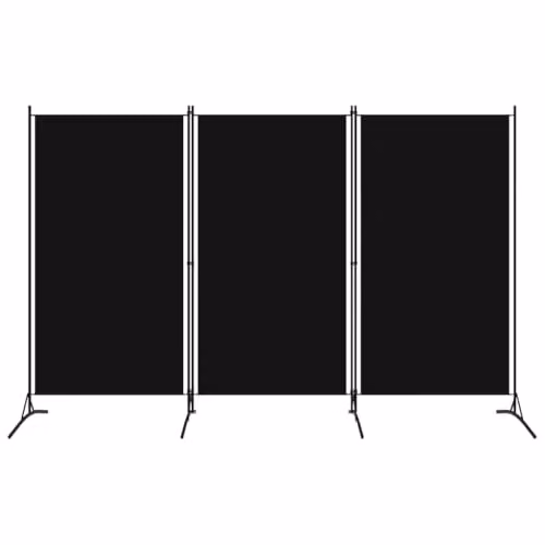 vidaXL 3-Panel Modern Fabric Room Divider, Black, W/H: 260 x 180 cm