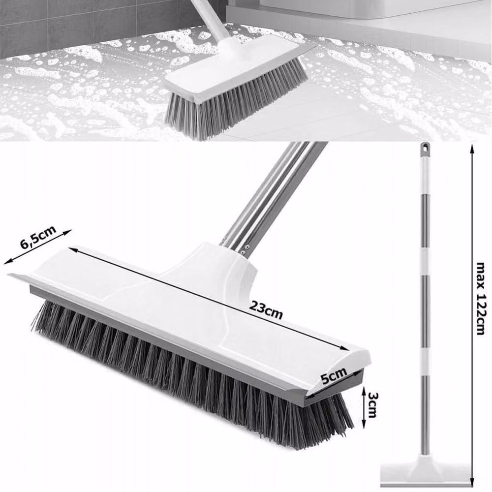 Kelvenix 2 in 1 Floor Scrubbing Brush with Telescopic Handle and Scraper, White – 2