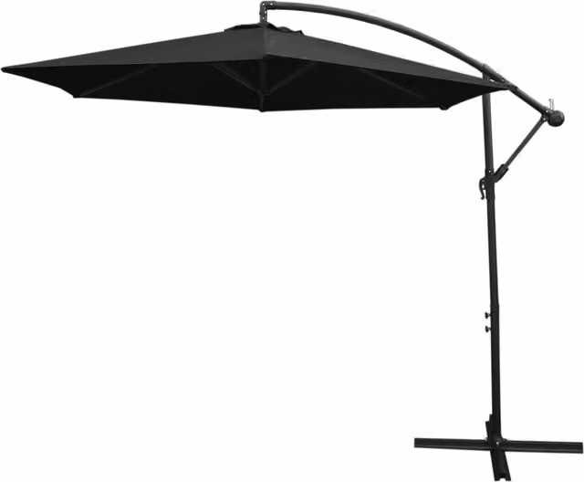 Monstershop Black Cantilever Parasol with Fan Base and Grey Polyester Canopy
