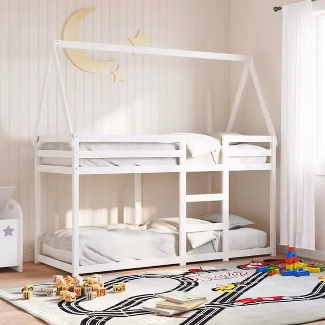 Berkfield Home White Solid Wood Pine Bunk Bed W/D/H: 80 x 200 cm – 1