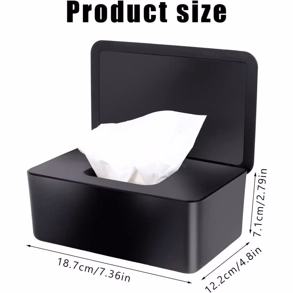 FLAVORA Black Wet Wipes Dispenser Box with Lid, 2-Piece Set – 5