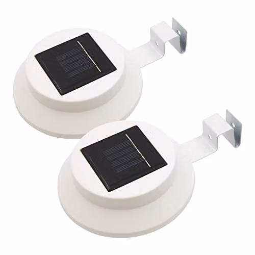 GardenKraft Solar LED Gutter and Fence Lights, Pack of 2, White