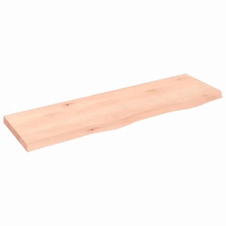 Berkfield Home Brown Untreated Solid Wood Live Edge Bathroom Countertop W: 100 cm, D: 30 cm, H: 2-4 cm