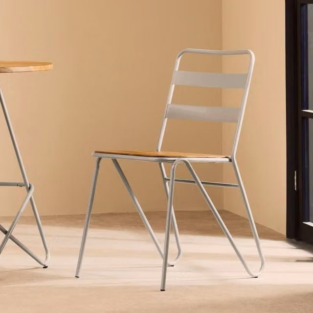 Premier Housewares Industrial Dining Chair in Grey Metal and Brown Wood, W: 43 cm, D: 52 cm, H: 84 cm – 2