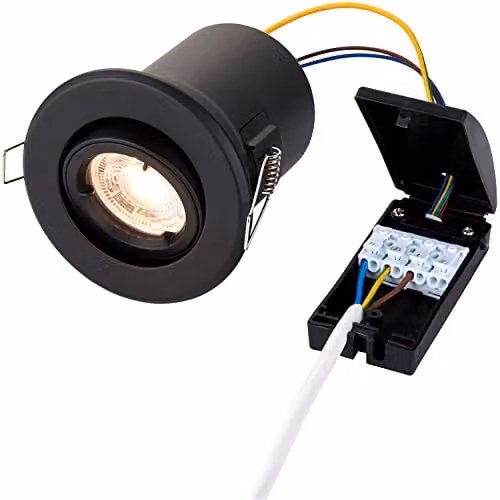 Loops Black Screwless Tiltable Recessed Ceiling Downlight, 50W GU10, Fits 83mm Hole, Dimmable and Adjustable – 1