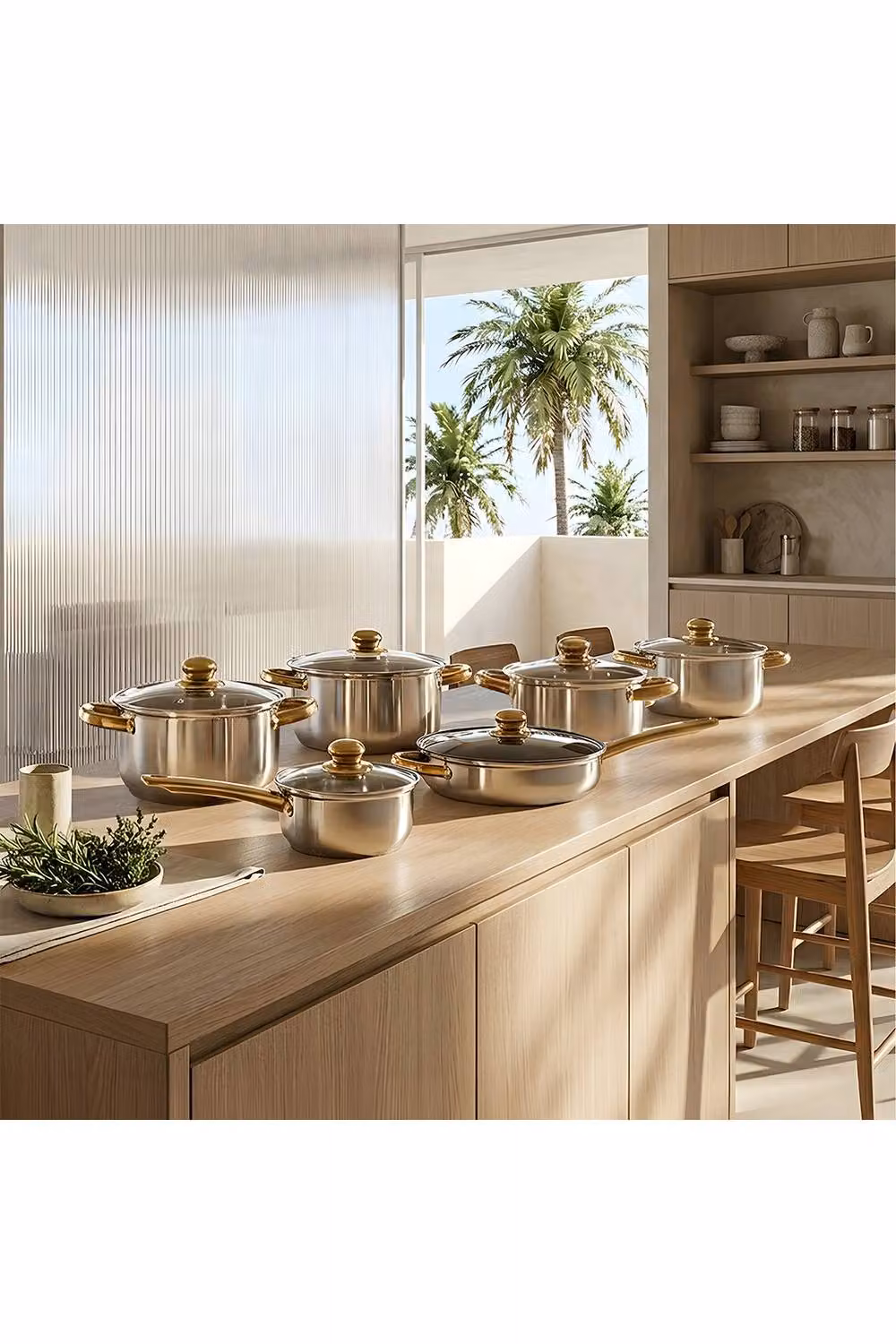 Living and Home Stainless Steel Pots and Pans Set with Lids and Handles in Silver and Transparent – 4