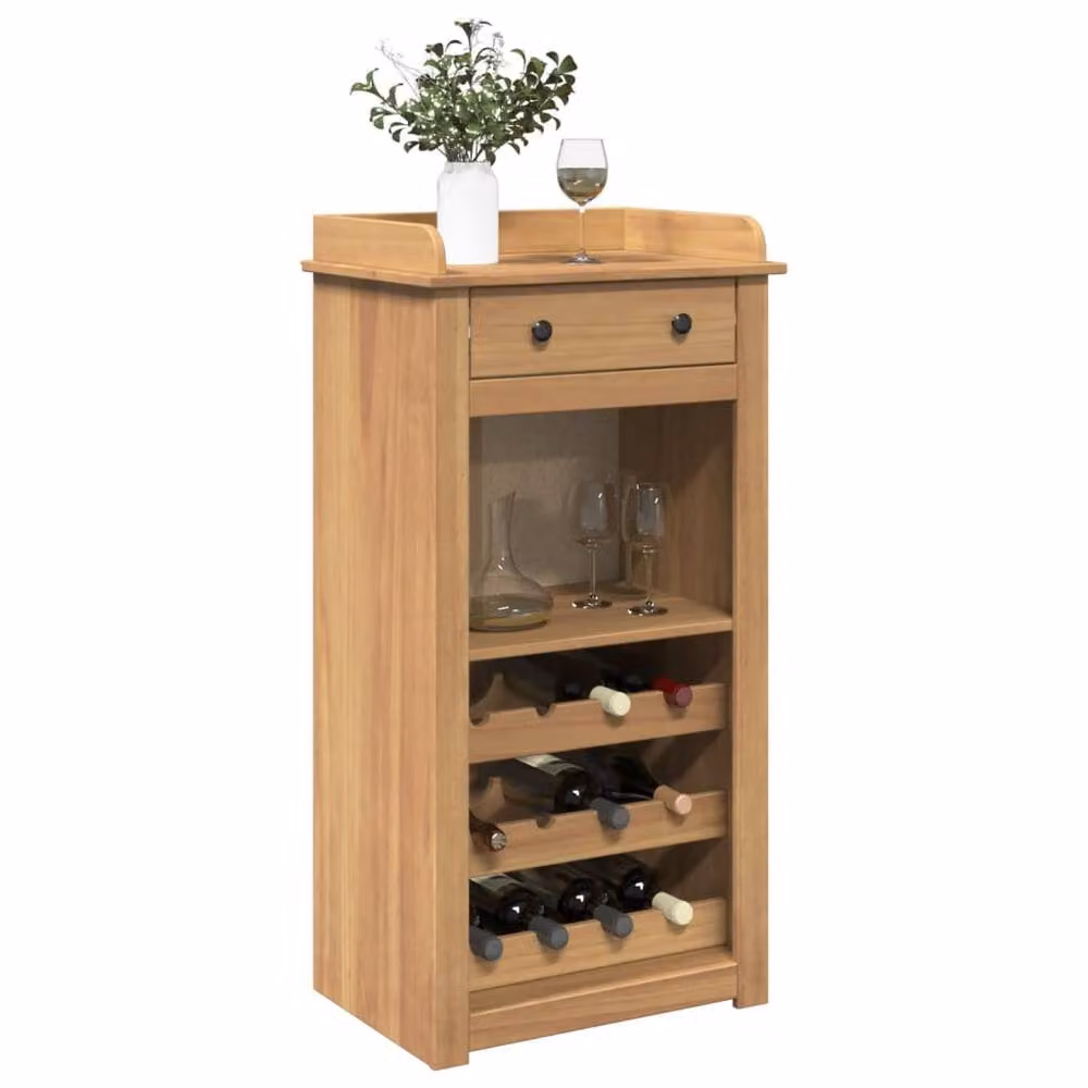 Berkfield Home Panama Rustic Solid Wood Pine Wine Cabinet in Brown, W/D/H: 57 x 40 x 111.5 cm – 2