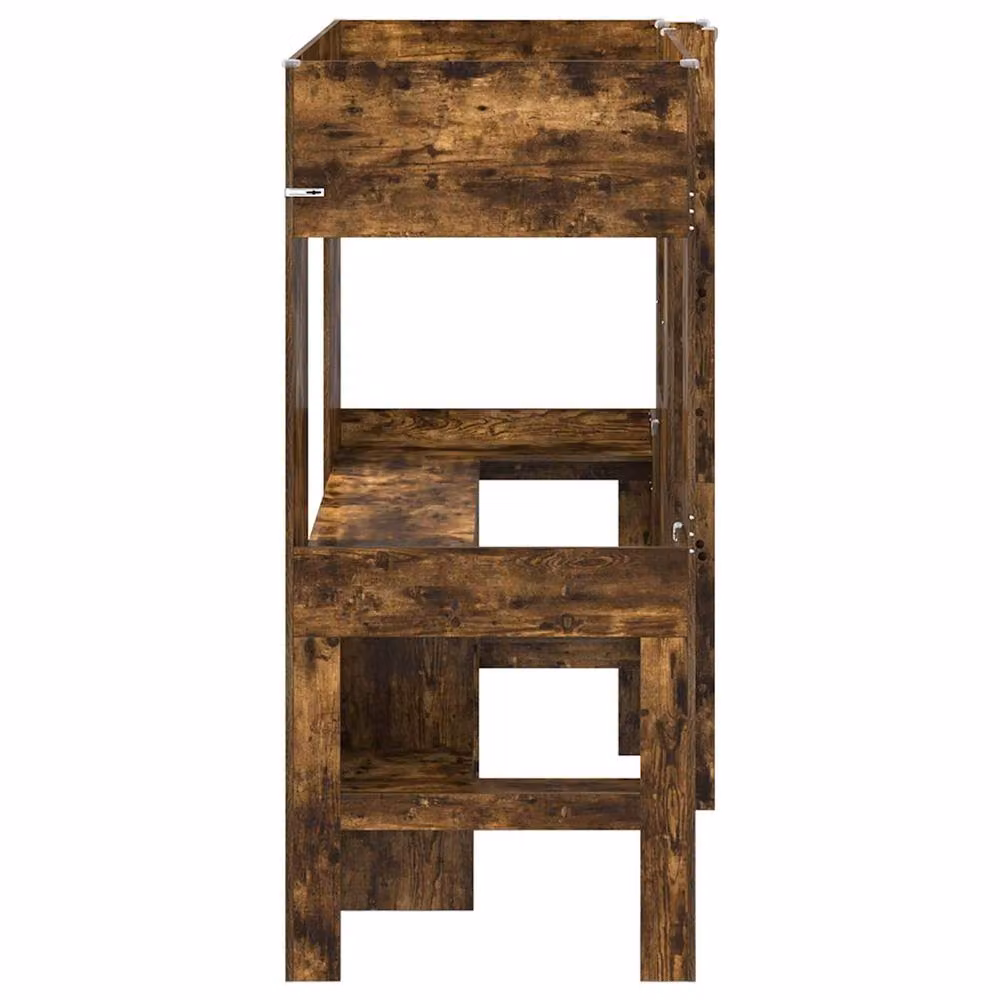 Berkfield Home Loft Bed Frame with Desk in Smoked Oak Brown, Engineered Wood, W: 75 cm, L: 190 cm – 3