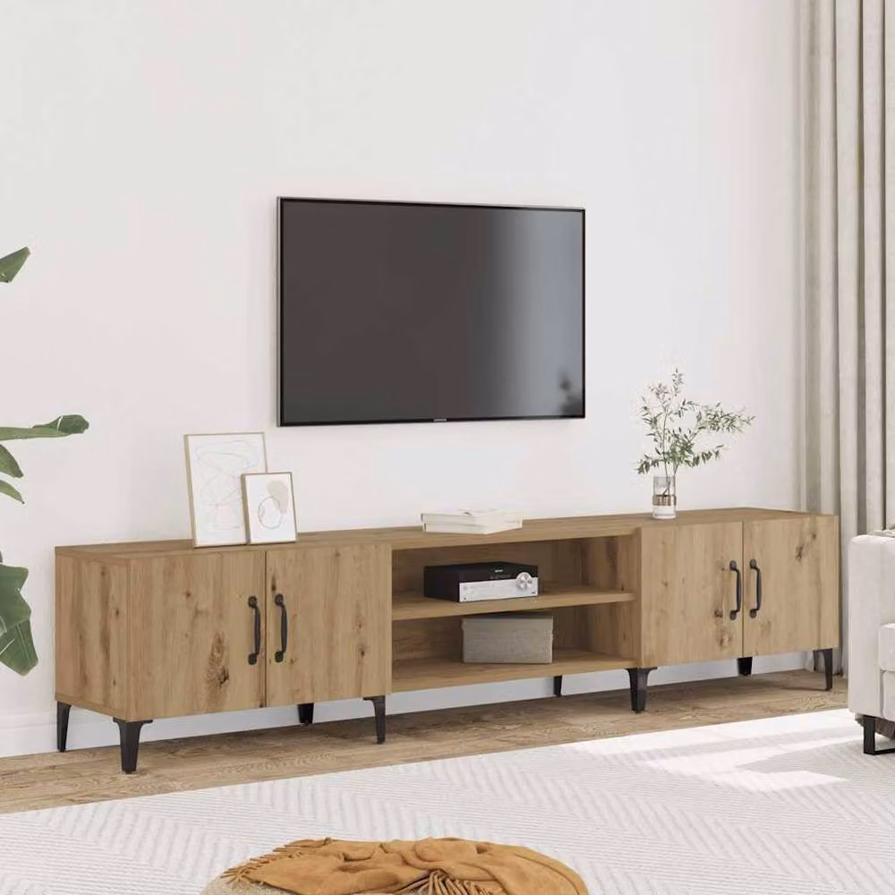 Berkfield Home Artisan Oak TV Cabinet in Brown, W/D/H: 180 x 31.5 x 40 cm – 2