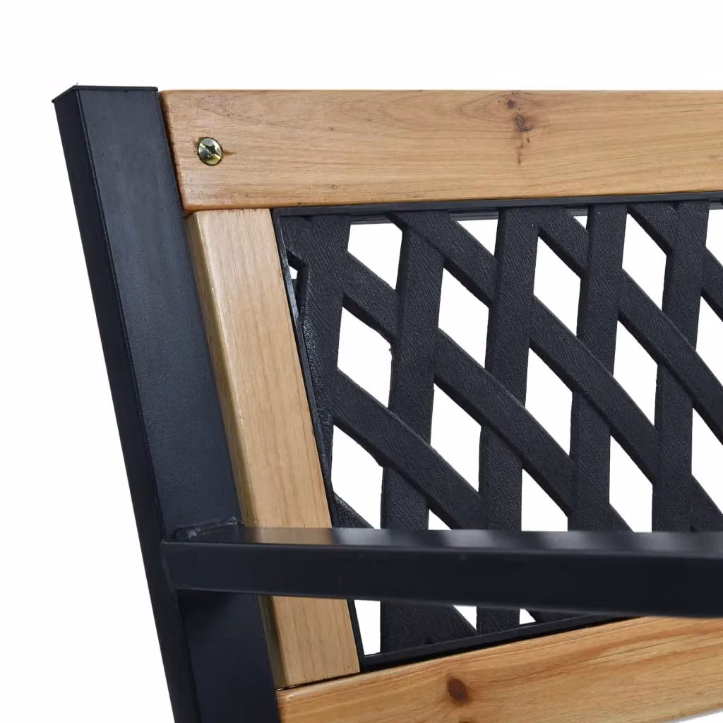 Berkfield Home Garden Bench in Brown Wood and Steel, Width: 120 cm – 3