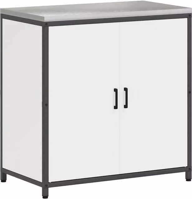 Berkfield Home Modern White Steel Kitchen Storage Cabinet with Internal Shelves and Hinged Doors – 1