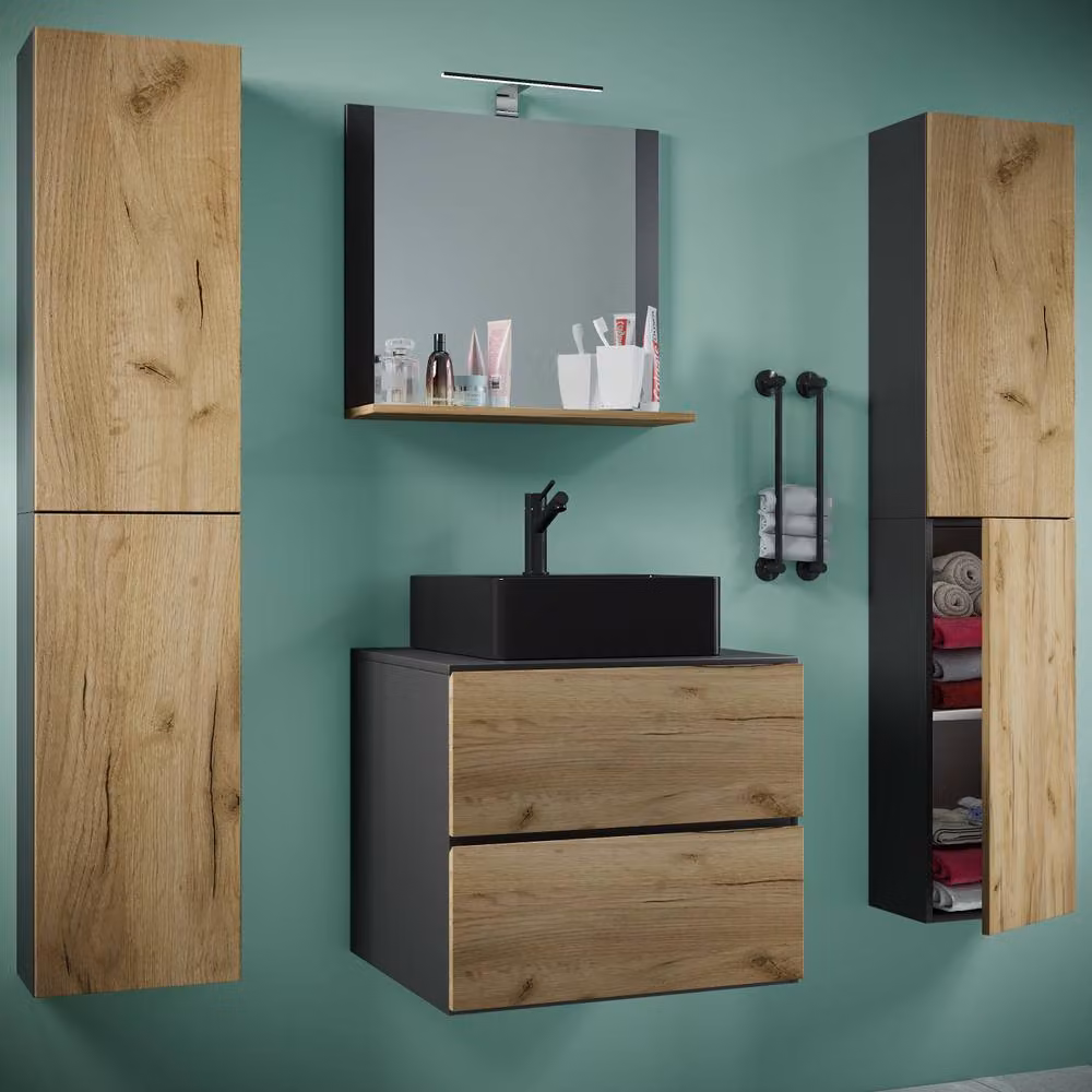 VCM Lendas XL 5-Piece Modern Bathroom Furniture Set in Multicolour with LED Lighting – 2