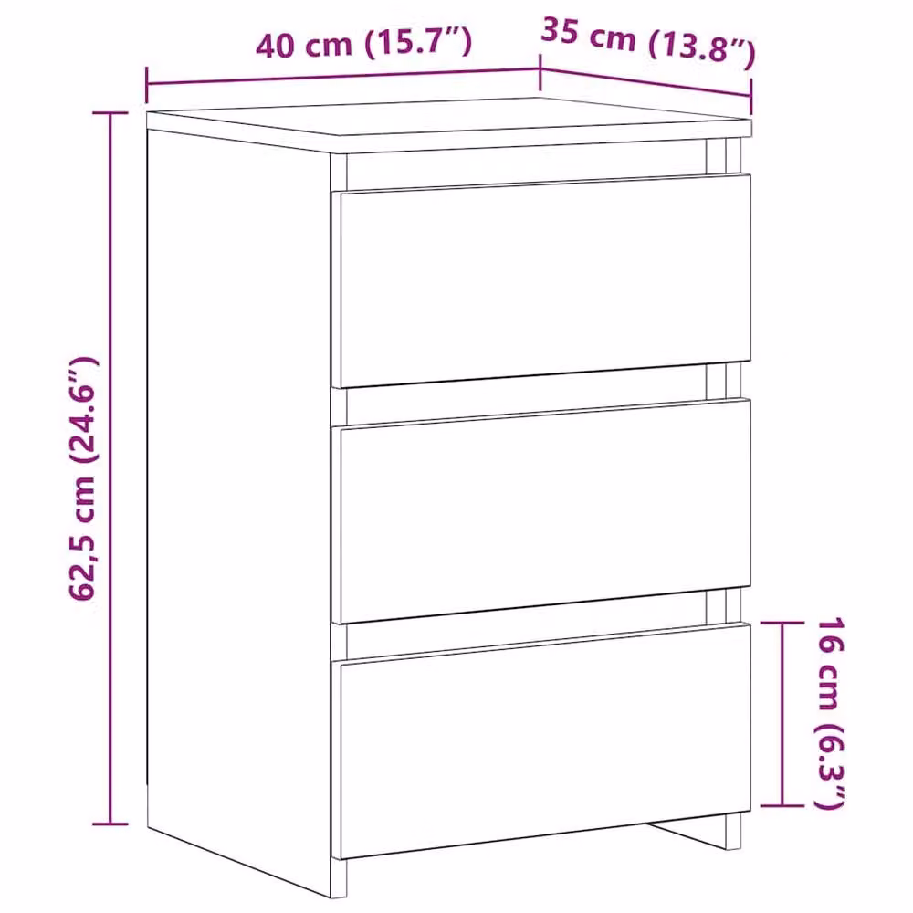 Berkfield Home Set of 2 Bed Cabinets in Smoked Oak Brown, W/D/H: 40 x 35 x 62.5 cm – 6