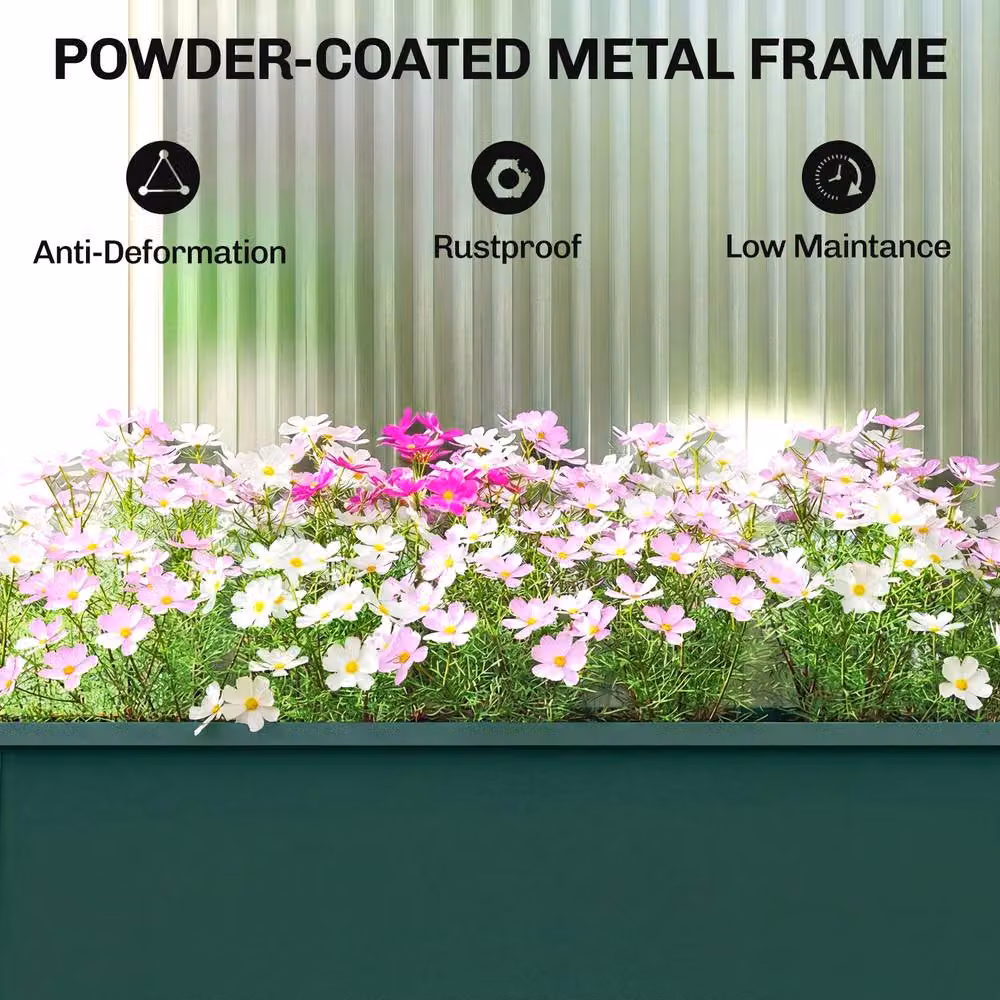 OUTSUNNY Metal Raised Garden Bed on Legs with Drainage Hole, Green, W/D/H: 60 x 45 x 27 cm – 5