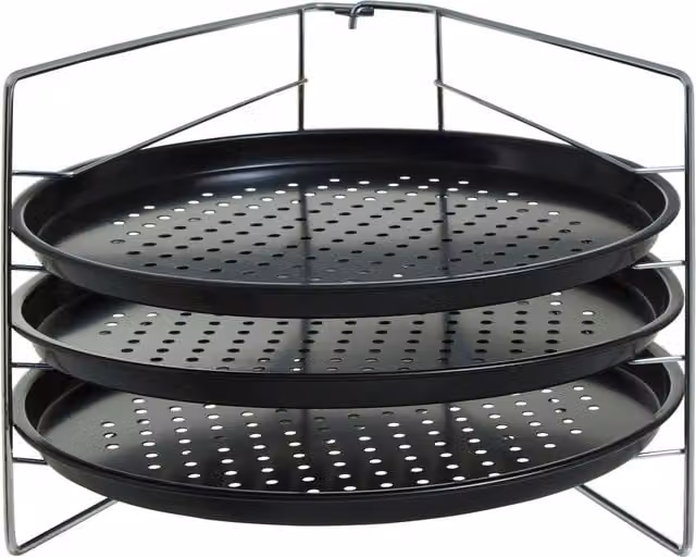 Orsina Three Tier Non-Stick Round Pizza Rack in Black