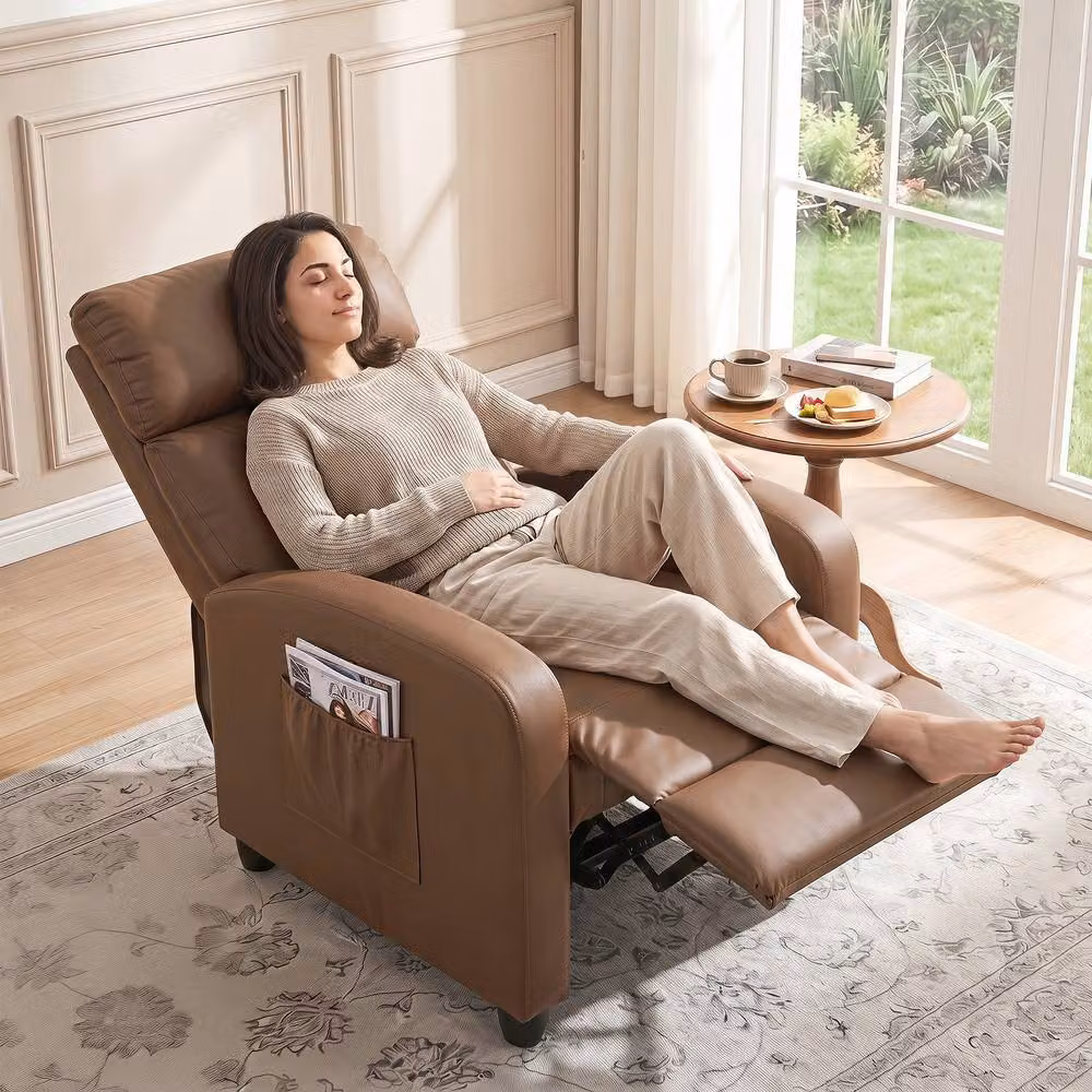 HOMCOM Dark Brown PU Leather Massage Recliner Sofa Chair with Remote Control – 2