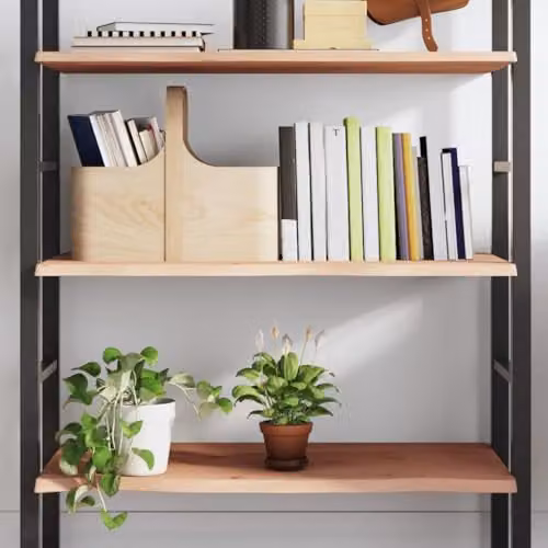 vidaXL Wall Shelf in Untreated Solid Oak, Natural Brown, W: 80 cm, D: 40 cm, H: 2 cm – 2