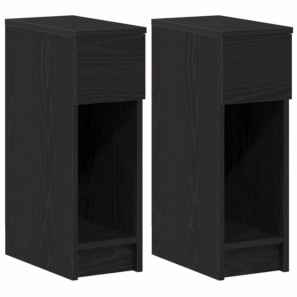 Berkfield Home Durable Bedside Cabinets with Drawer, 2 Pack, Black Oak, W/D/H: 20 x 36 x 60 cm – 2