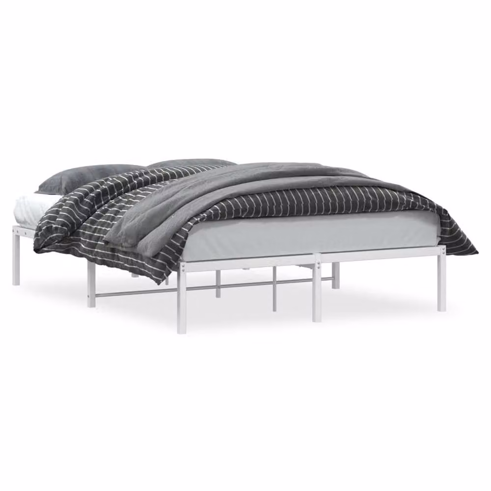 Berkfield Home Metal Bed Frame in White, W/D/H: 140 x 200 x 146 cm – 2