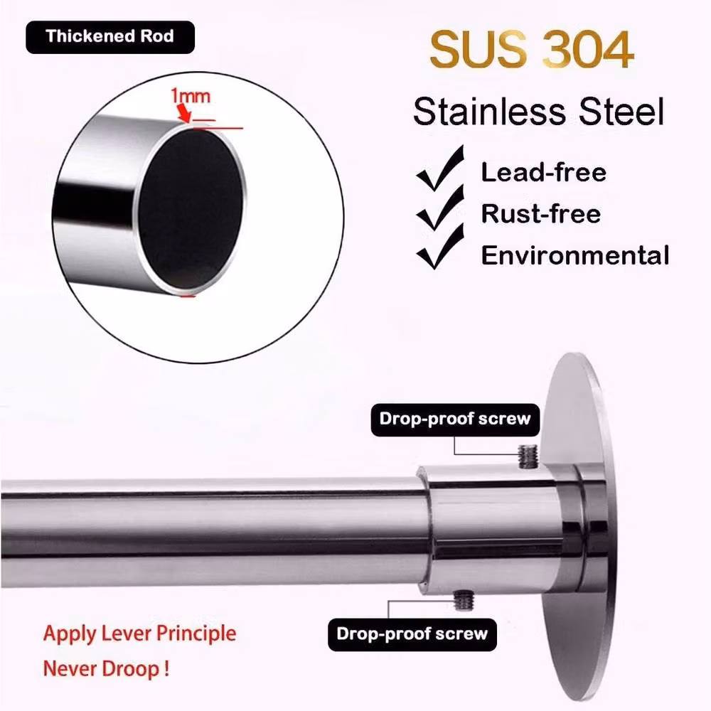 SPETLEK L-Shape Shower Curtain Rail Pole in Silver, W: 1000 cm, D: 520 cm – 3