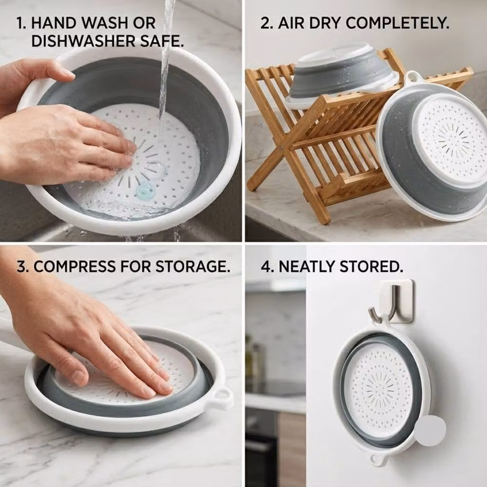 Bedsland Multicolour Collapsible Silicone Kitchen Sieve with Handles – 4