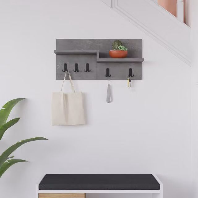 Decortie Harmon Modern Multipurpose Wall Hook in Grey