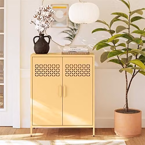 Mr. Kate Annie Retro Metal Cabinet in Yellow, H x W x D: 102 x 80 x 40 cm – 1