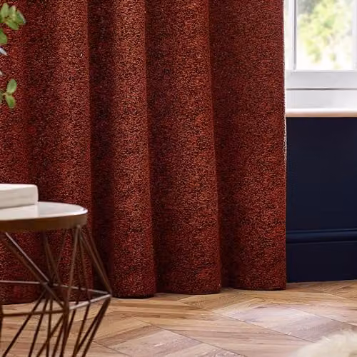 Paoletti Galaxy Copper Velvet Chenille Eyelet Curtain Pair, W: 168 cm, D: 137 cm – 2