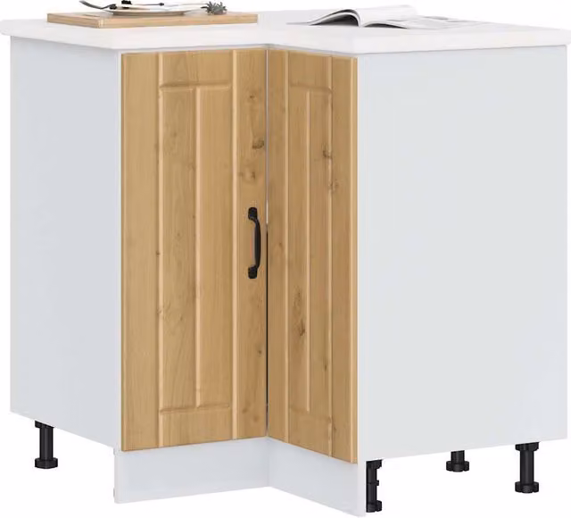 Berkfield Home Lucca Artisan Oak Kitchen Corner Base Cabinet in Brown