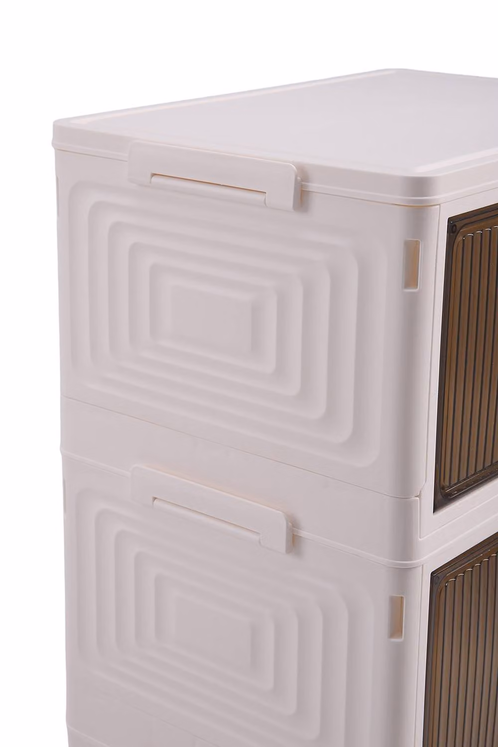 Garden Sanctuary 4-layer Foldable Shoe Storage Box with Wheels in White and Transparent – 4