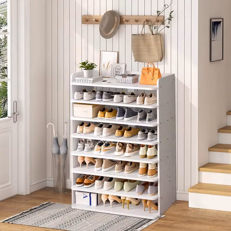 Living and Home 8-Tier Shoe Rack Cabinet in White, Width: 82 cm – 4