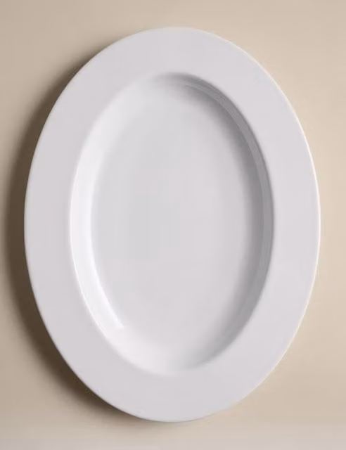 M&S Clarendon Large Oval Bone China Serving Platter, White