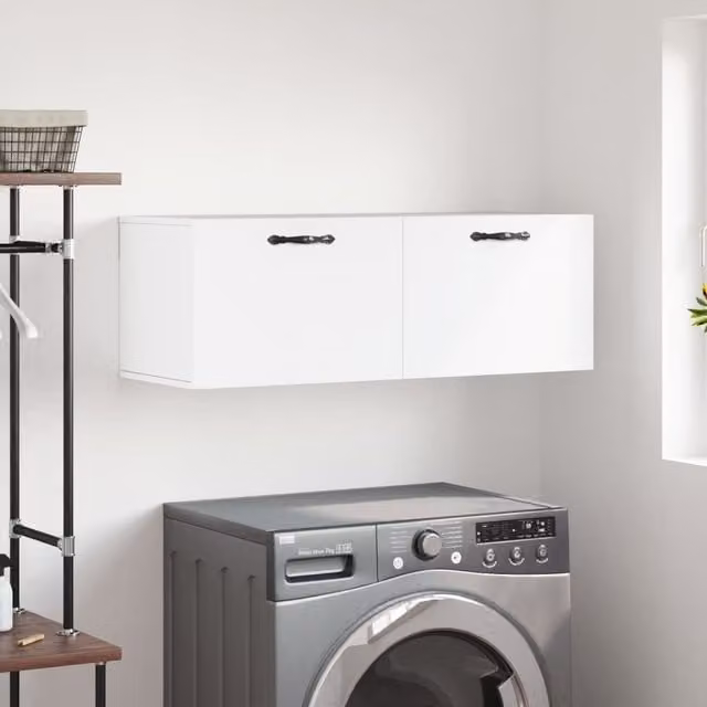 Berkfield Home Wall Mounted Cabinet in White, W/D/H: 100 x 36.5 x 35 cm