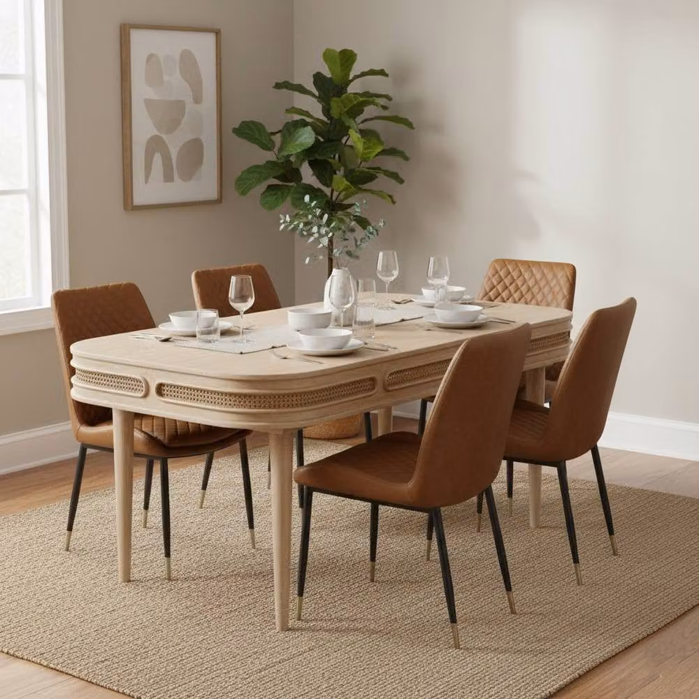 IH Design Chester Solid Mango Wood Dining Table, Natural/Brown, W/D/H: 165 x 90 x 78 cm – 3