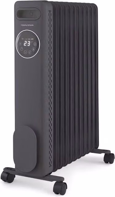 Morphy Richards HeatFlux 2.5kW Digital Oil Filled Radiator with Remote Control, Timer and Auto Mode, Grey