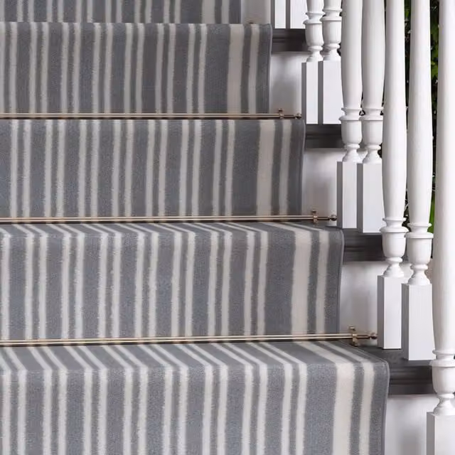The Rug House Striped Cut To Measure Stair Carpet Runner, Grey, W: 70 cm, L: 182 cm