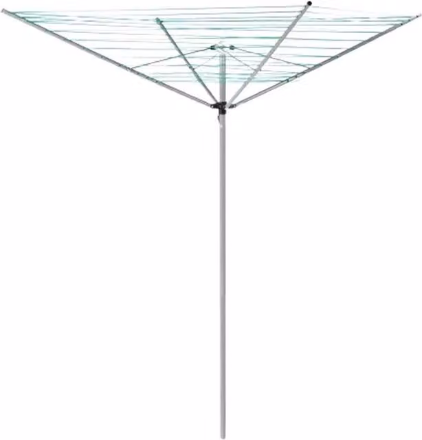 VOGREX 4-Arm 50M Heavy Duty Metal Rotary Clothes Airer with Ground Spike in Silver – 1
