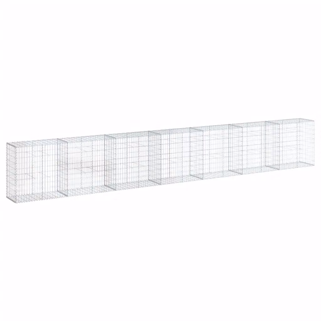 Berkfield Home Silver Galvanised Steel Gabion Basket with Cover, W: 700 cm, D: 50 cm, H: 100 cm – 2