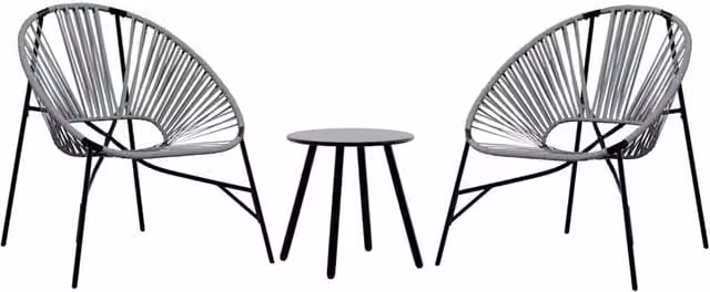 Berkfield Home 3 Piece Poly Rattan Garden Chair Set in Black and Grey