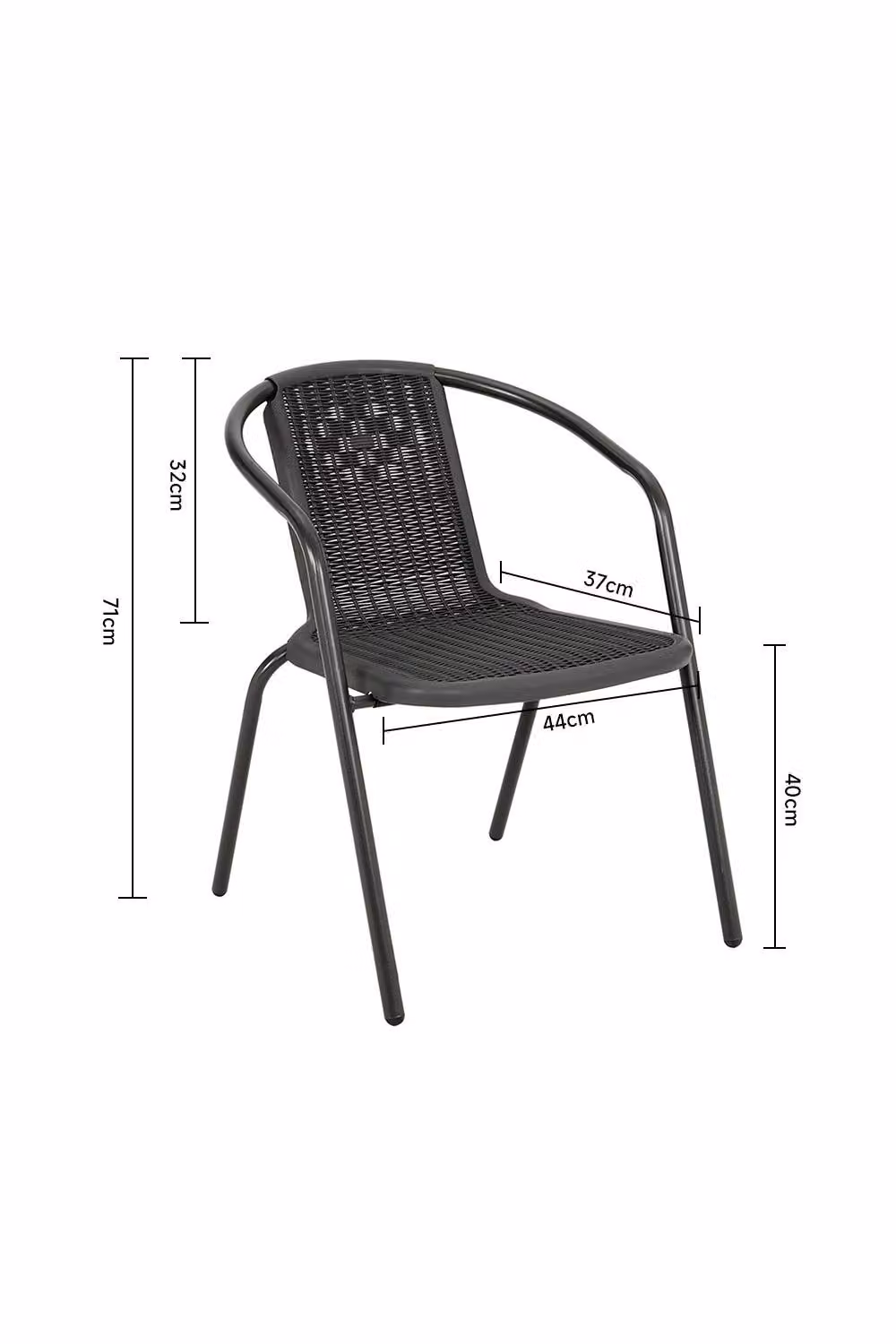 Living and Home Set of 2 Black Matt Rattan and Metal Stacking Outdoor Garden Chairs – 4