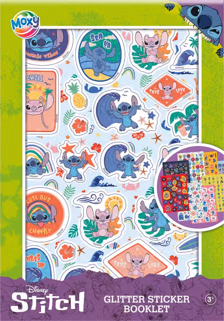 Moxy Disney Stitch Mosaic Gluing Glitter Sticker Book in Blue and Multicolour