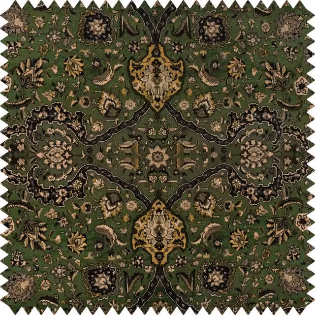 House of Hackney Zanjan Velvet in Juniper Green, Gold and Beige