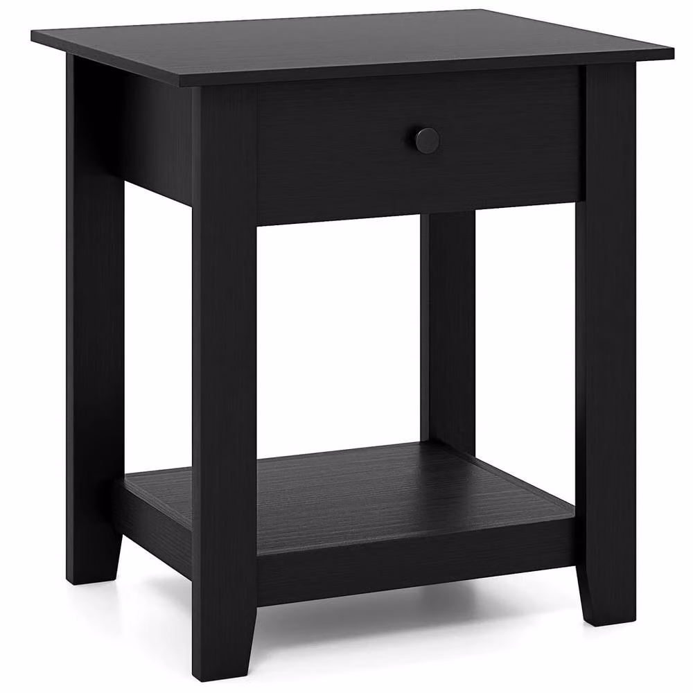 FORGEVIO 3-Tier Modern Bedside Table with Drawer, Black – 4